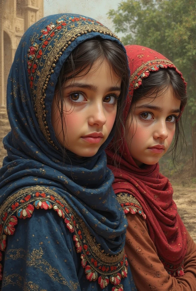GIRLS Russian children with 10 years, loiro cabelos compridos, PORTRAIT, JAQUETA PRETA E ROUPA PRETA, FUNDO AMARELO.