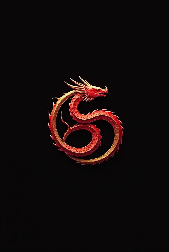 Japanese dragon in red and gold colors , bottomless , cheered up , where the main part of the photo is the background