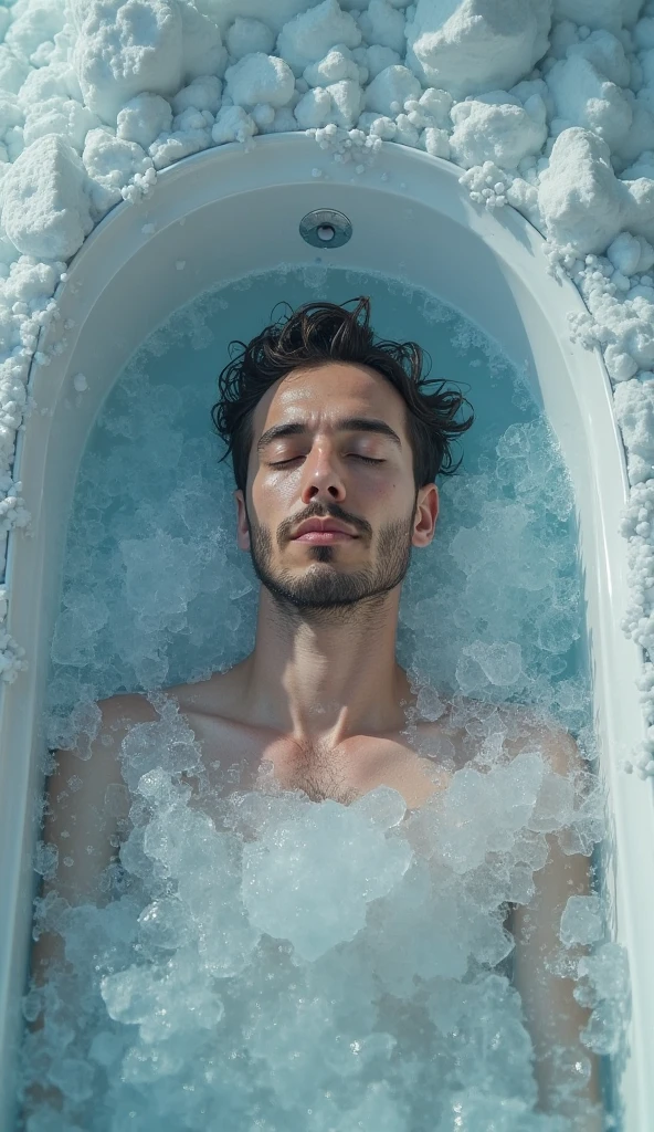 A man bathing in a tubule