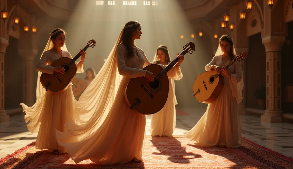The Minstrels of Orpheus have a mysterious and charming appearance. Their clothes are usually colorful and adorned with intricate details., reflecting the artistic nature of their craft. They wear flowing capes and cloaks, that appear to dance as they move, and their costumes are decorated with musical patterns and music-related symbols. Their hair is long and sometimes adorned with colorful ribbons., and his eyes shine with an inspiring glow. Furthermore, many of them have special musical instruments, made with magical or enchanted materials, that emit captivating and melodious sounds.