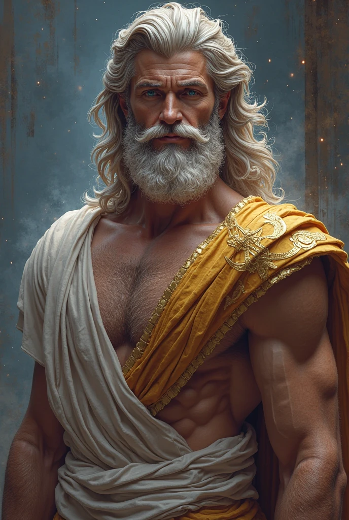 greek god, Zeus, naked, by the wide, muscular, perfect, clear poel, White hair, White beard, blue eyesNaughty, naughty face, smiling, Sigh, jealous, seductive smile, UHD, retina, Very detailed, high quality, quality, details altos, HD Model, detail, Damaged, The best quality, Awarded many times, anatomically correct, necessary, High resolution, masterpiece,