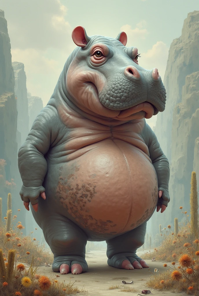 Who is this guy? Draw me a human with a hippo face.