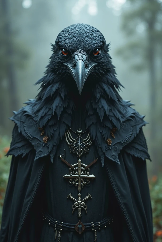 Closeup, Photo, of a raven wearing a viking helmet, Nordic runes