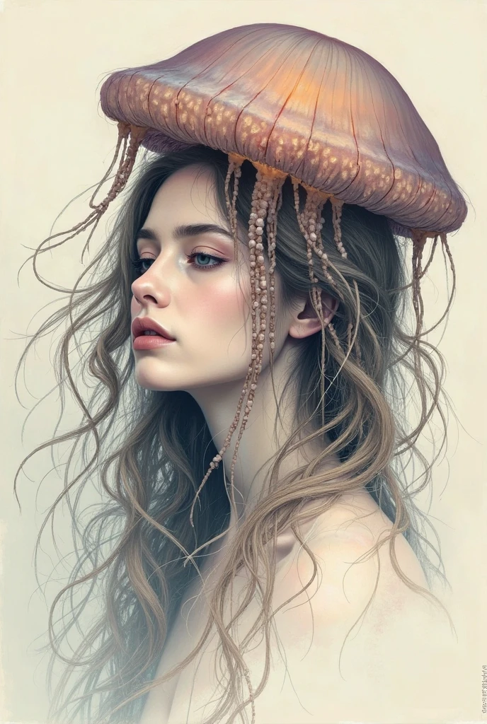 A snail's body with a girl's face, in mucus, Close-up, oil painting style image