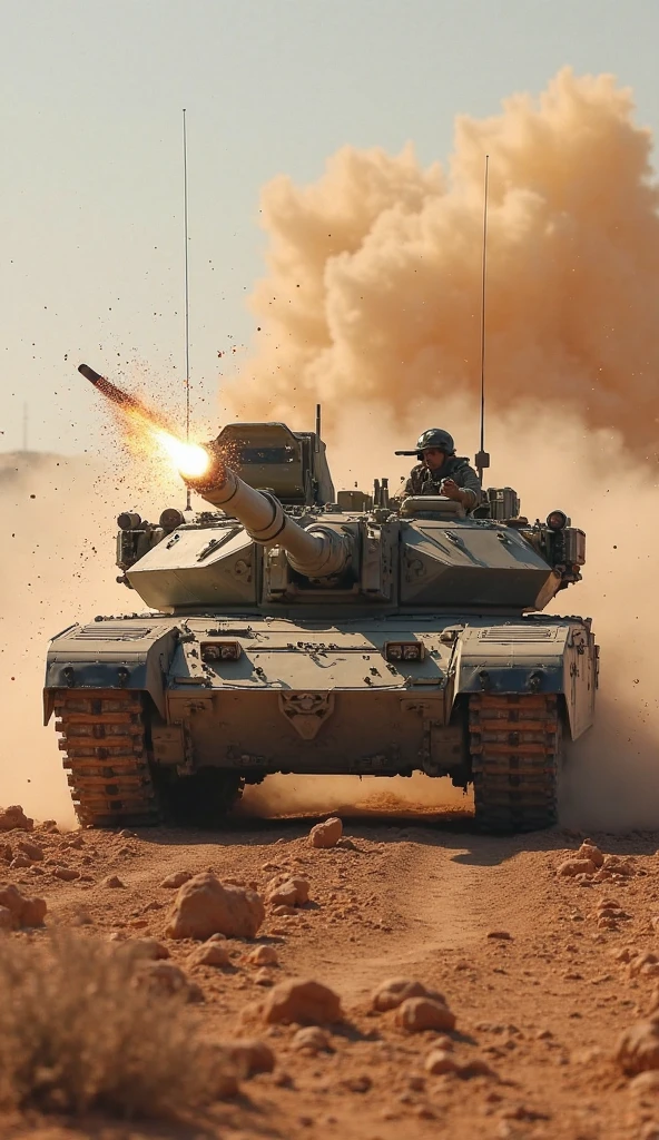 chftntank, ground vehicle, tank, vehicle focus, pulp_comic, heavy_lines, hand_drawn, hand_inked, hand_colored, desert, battlefield, smoke, fog, explosions, oil_well_fire,