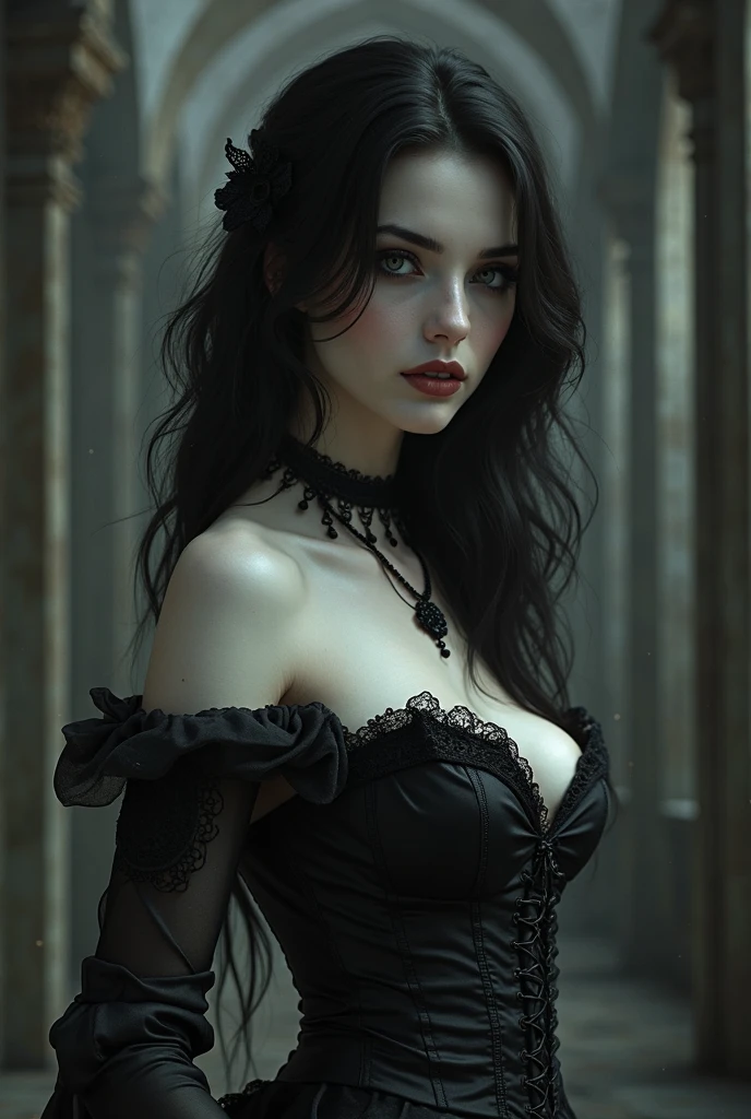A sexy gothic girl with big breasts