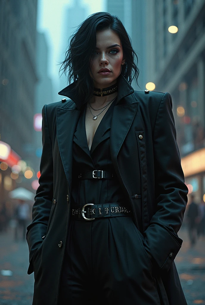 RAW photo, a portrait photo of 25 y.o woman, (butt crack), ass, jessicajones, leather jacket, jeans, brown eyes, city street, (high detailed skin:1.2), 8k uhd, dslr, high quality, film grain, Fujifilm XT3 <lora:JessicaJonesV2:0.9> <lora:ButtCrack:1>