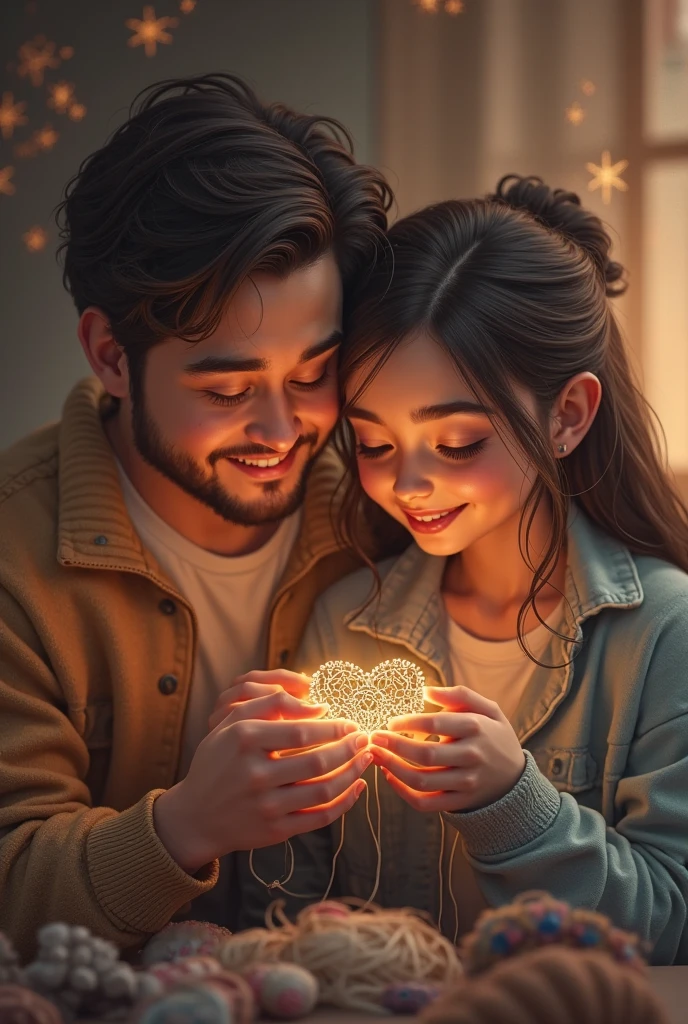 "Love" latter spelling style dinemic photo  with man and girl 