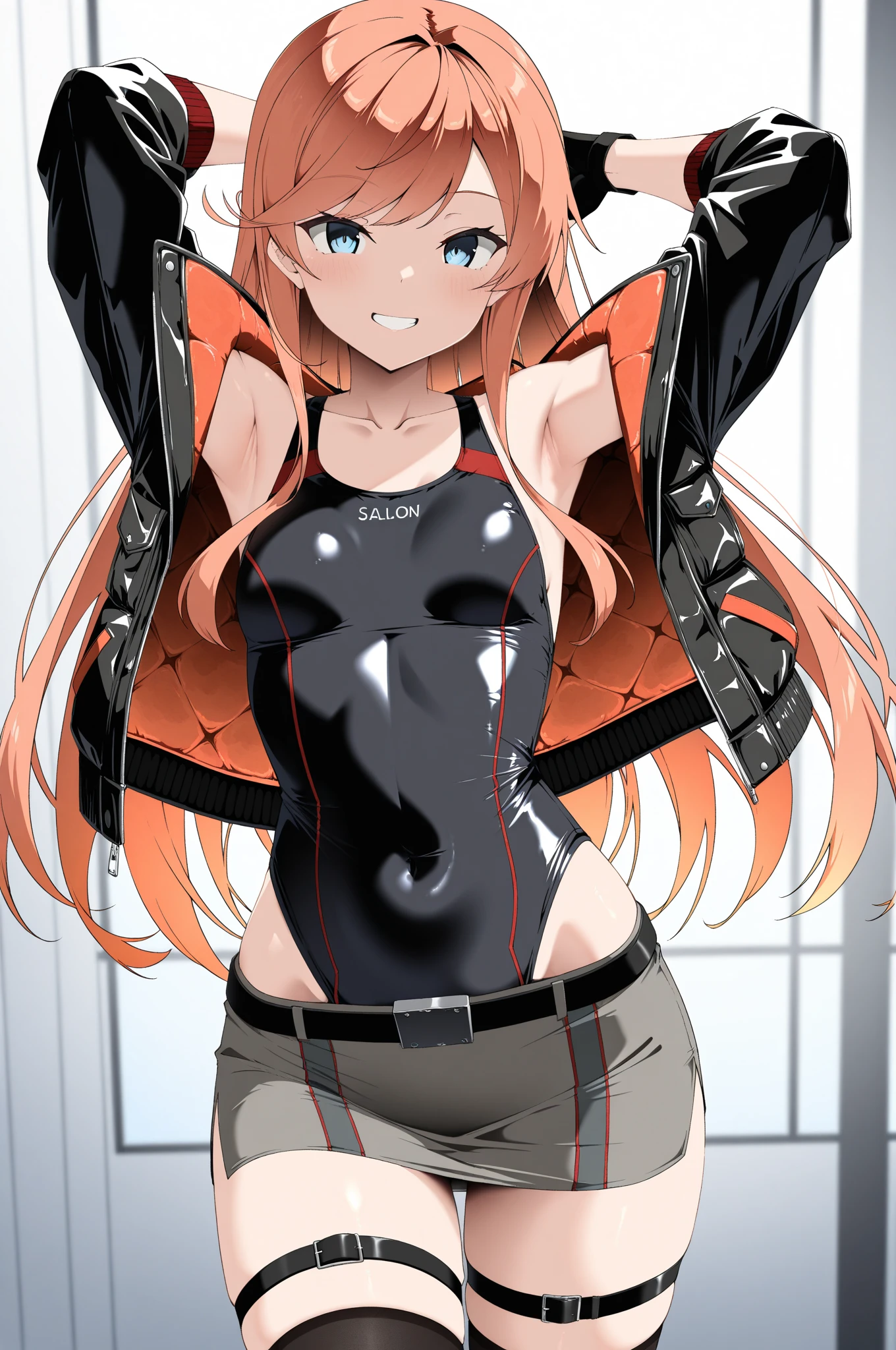hight resolution, absurdres, best_Quality, Ultra_Detailled, 8K, extremely_clear, photo, beautiful, Beautiful face, Scharp Focus, HDR, 1girl, Clean eyes, very wide-eyed,cyberpunk megacity background , hanabi, Beautiful face, very red areola, standing , very seductive pose, very young, teen, no bra, bare chest, No Top, NSFW, Blond long hair with red ends, pierced ears, marin kitagawa, small tits