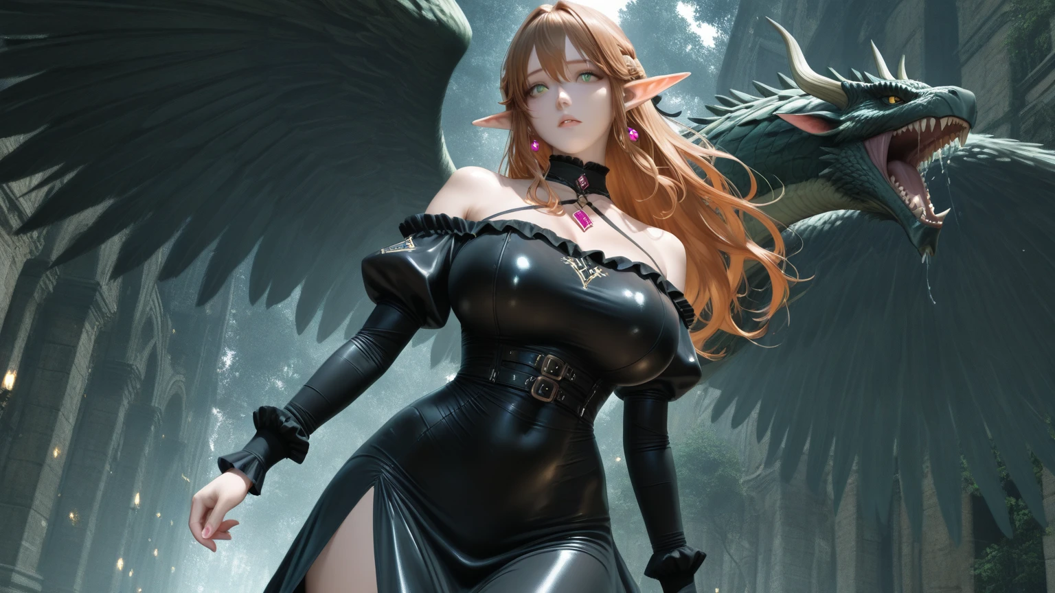 ((Highest quality、masterpiece、8k、Realistic、超High resolution:1.3、Very delicate and beautiful、High resolution))、Cinema Lighting、medium range shooting、Portraiture、Perfect female body、Opposition、Looking at the audience、((Succubus from Another World:1.8、(Jet-black wings、Sparkling eyes:1.4)、A seductive smile、Sharp Fangs、Long Orange Hair、Elegant velvet dress、Deep chest、Bewitching posture))、((Covered in milk))、Dark Aura、Magic Ring、Black lace gloves、Seductive voice、Sharp Claws、Seduction Perfume、Fluid movement、The beauty of the dark night、sparkling gemstone necklace、Emblem of Temptation、magic、Emerald Earringysterious Aura、A space shrouded in darkness、Voluptuous body、Wicked Charm、devil'tail、Bright red lips、Cold laughter、(Ecstatic expression:1.4、Ahegao)、Dark Cave、Passionate eyes、The magic of seduction、Otherworldly background、