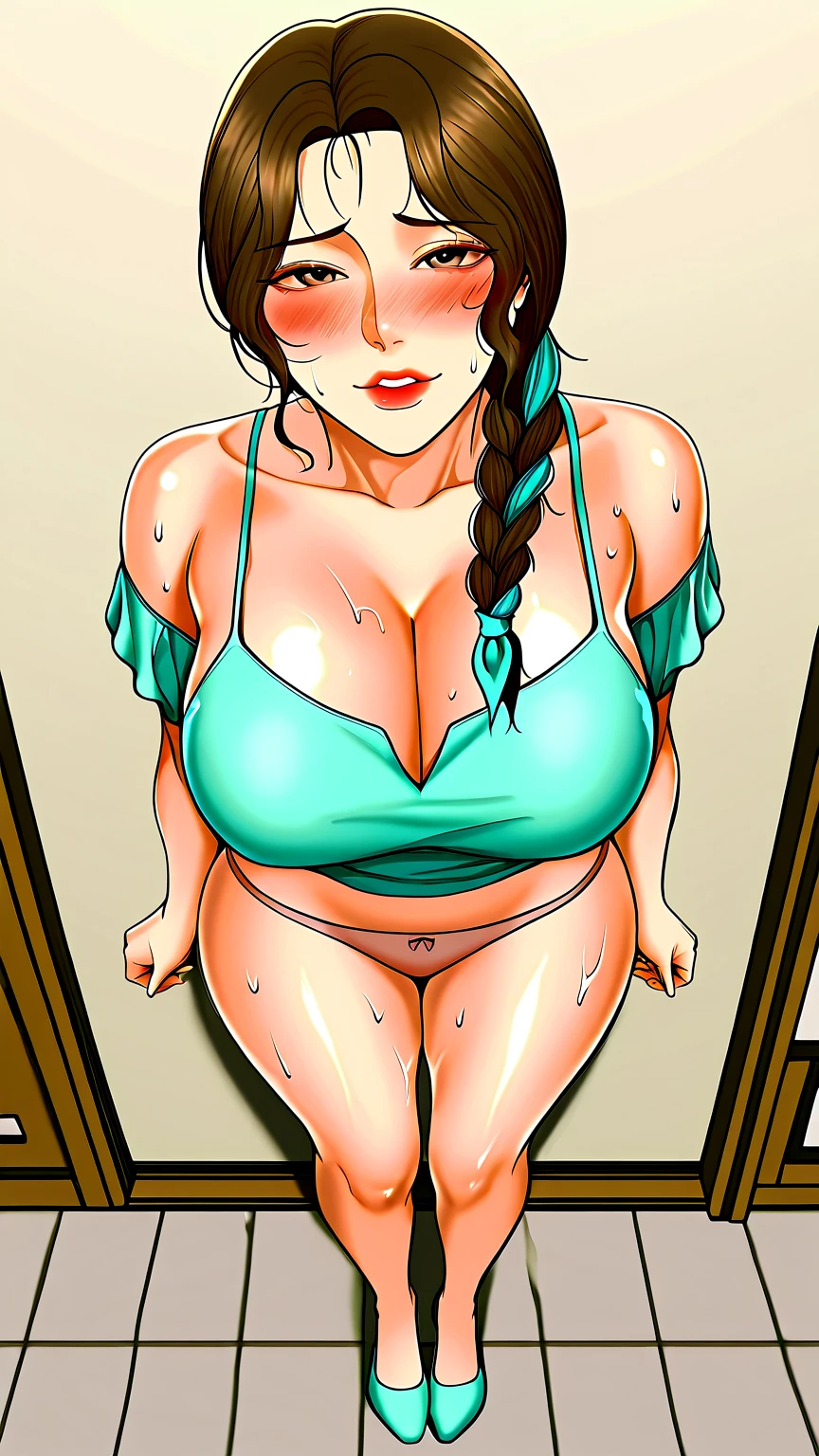 American comics, The comic story is presented in multiple irregular panels with color. The long-haired girl crouches in front of the woman shows pussy with her mouth, the man comes cumming all over the girl's face, the beautiful girl sees big tits and masturbates her nsfw porn real porn, Chichi fingered ass
