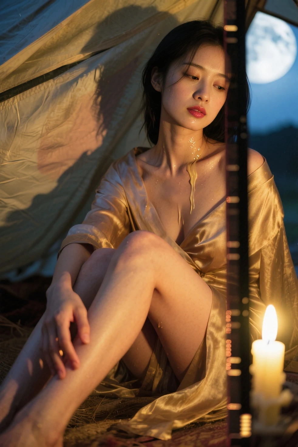 (Black and White photography:1.5), (Low light photography:1.3), (dramatic dark lighting:1.3), 8K photorealistic, a skinny beautiful China sensual supermodel Liu Wen in a very very open and loose white embroidery kimono sitting nudist on the sand dune in front of an old ruined cabin at night, (Liu Wen realistic face:1.5), (very beautiful thin face:1.5), (perfect detailed eyes:1.3), (very pointy nose :1.3), (very wet body:1.3), (very messy long hair:1.3), very horny and orgasm face expression, very sexy lips, very sensual smile, (only wearing (a very very open and loose white embroidery kimono:1.3)), pale porcelain white skin, (very skinny body:1.3), (six-pack abs:1.3), (very skinny legs:1.3), (very wet body:1.3), (very enormous and voluptuous breast:1.5), 40G breast size, (areola protruding:1.3), (very pointy pink nipples:1.4), detailed sensual eyes, (spreading her sexy legs while sitting:1.3), (presenting her wet pink vagina hole:1.3), (very wide open pink vagina hole:1.3), (very loose pink vagina:1.3), (very thick pubic hair:1.8), (very dense pubic hair:1.8), (ultra dense pubic hair:1.8), (ultra thick pubic hair:1.8), (the thickest female pubic hair:1.8), perfect female body anatomy, perfect hairy pussy, (very sensual sitting pose:1.5), skinny Chinese slut sitting on the sand dune in front of an old ruined cabin at night, foggy, best quality, masterpiece, (Black and White photo color:1.3), dramatic dark light, low light photo, high contrast, backlighting, bloom, shallow depth of field, light sparkles, sharp focus, RAW color photo