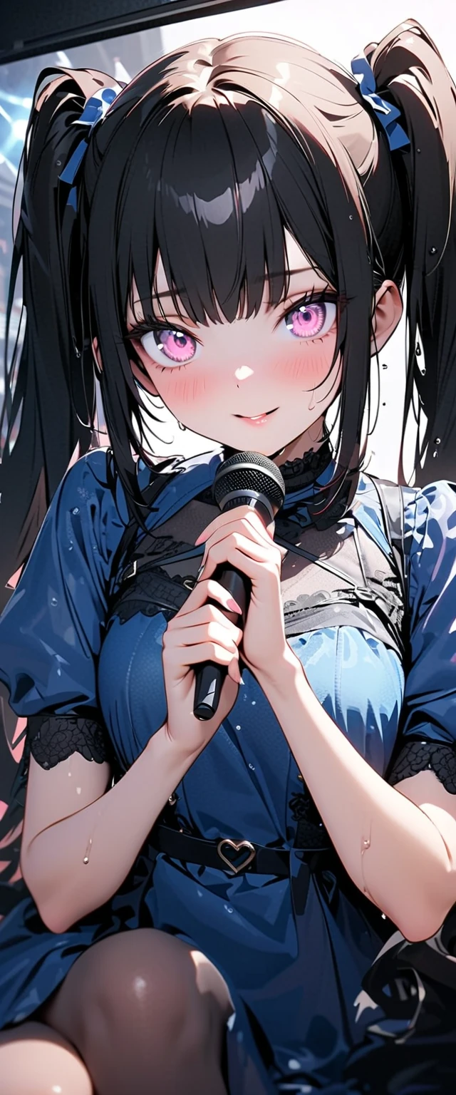 looking ahead,from above,slouch,handjob,side view,face focus,open mouth,tongue out,cum on tongue,Licking a white dildo,(1girl,Beautiful 14 year old girl),((Slender,Small breasts,Baby Face,Small face,)),looking at viewer,Black Hair,bangs,two side up,Gray Eyes,Drooping eyes,slit pupils,narrow eyes,Sheer black and dark pink negligee,Collar with leash,Beautiful and detailed anime art,Mischievous smile,Dimly lit room,Simple Background,Gray background,Low lighting