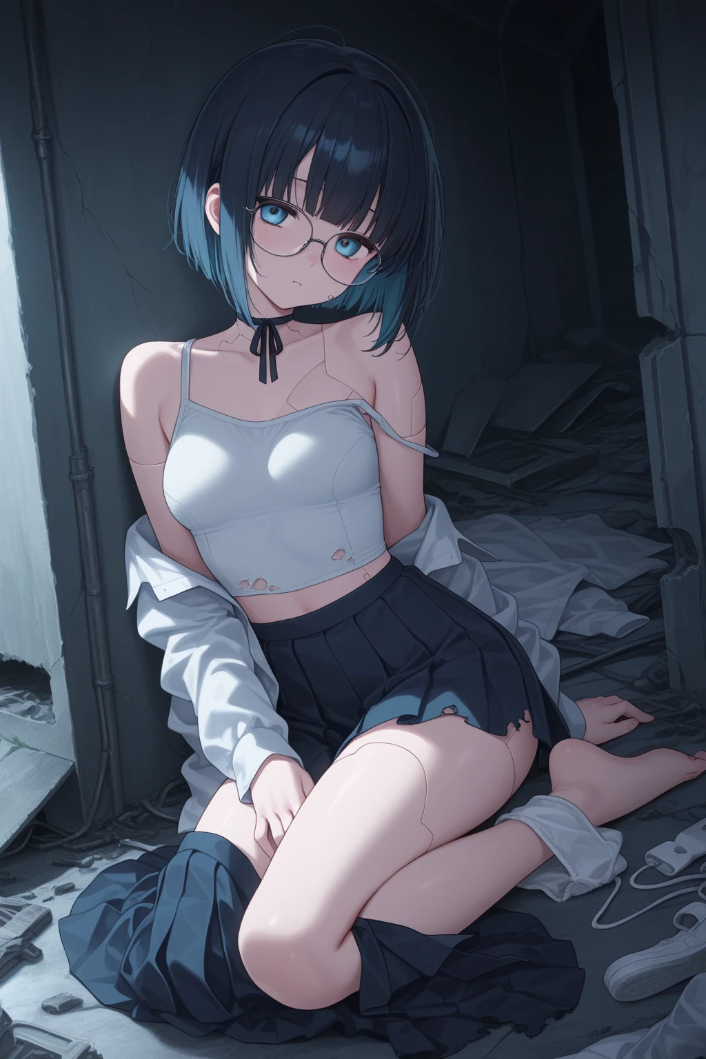 NSFW,One Little Girl,Skirt is pulled up,Face with drool dripping from mouth,Anime,((bared  chest)),(Short black hair) ,(Blue and green eyes),(Heterochromia),Revealing clothes, Lori,small tits,Curvaceous,Exposed genitals,((1man with 1woman,Having sex)), Cowgirl, Riding on top of a naked man,is put in,High resolution,Best Quality