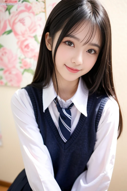 :1.6、A smile full of happiness、((looks happy:1.3))、Breathless face、Missing、High school girl outfit(A checkered skirt that's too short、)、sweating、Expression of the state of excitement、short hair、((Completely 、whole body:1.5))、((Hold up your skirt with both hands:1.3))、One girl，（The crack between her legs is completely visible..:1.3）、((Squatting with ))、Completely 、