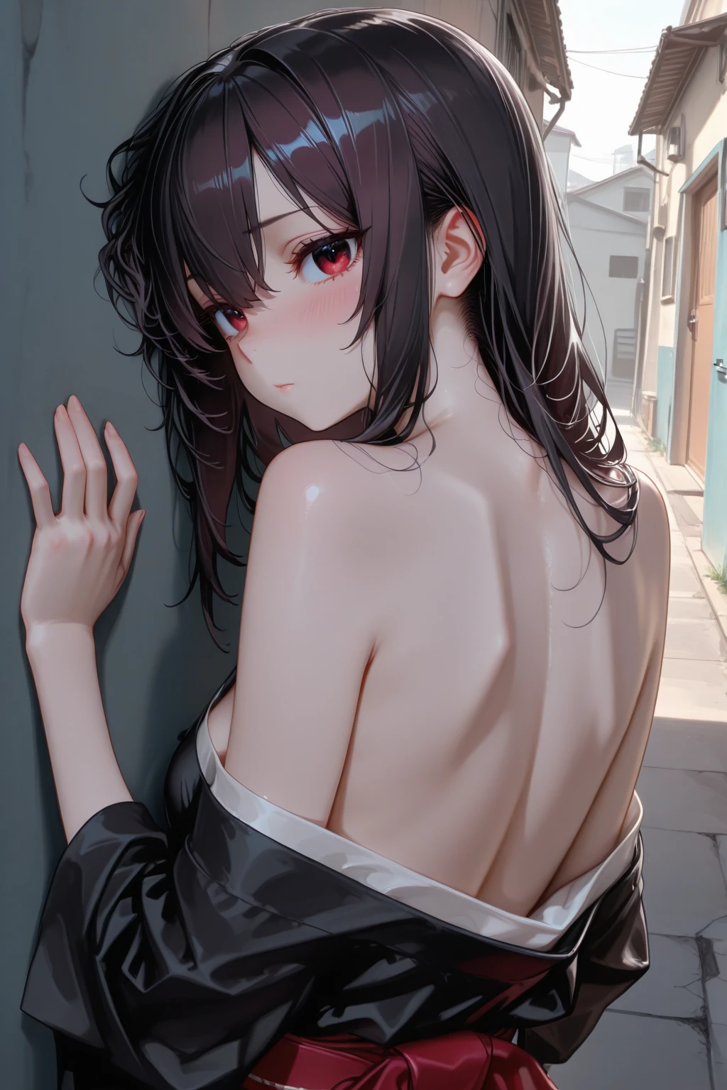 barechested、buttock、facing back