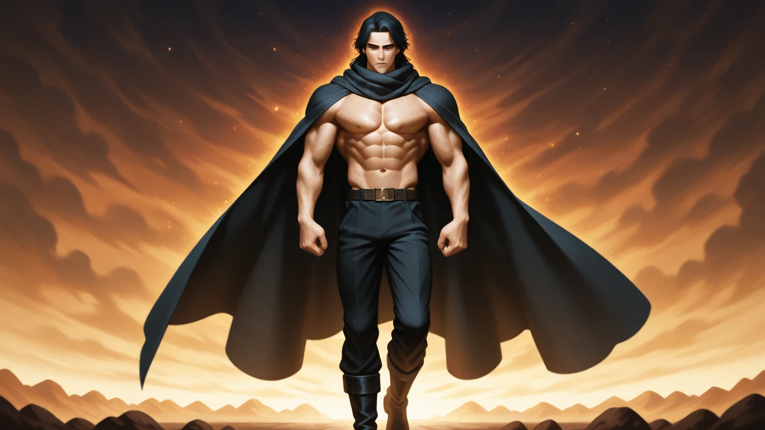 best quality,masterpiece,ultra detailed,Add layer,slim,1 man,solo,
l_lawliet, black hair, black eyes,
25 years old,jedi,
poor cloak,(cloak:1.2),hood,debun pants,Smirk,boots,gloves,mechanical parts,
slouching,wilderness traveler,in the desert,in the wilderness,
