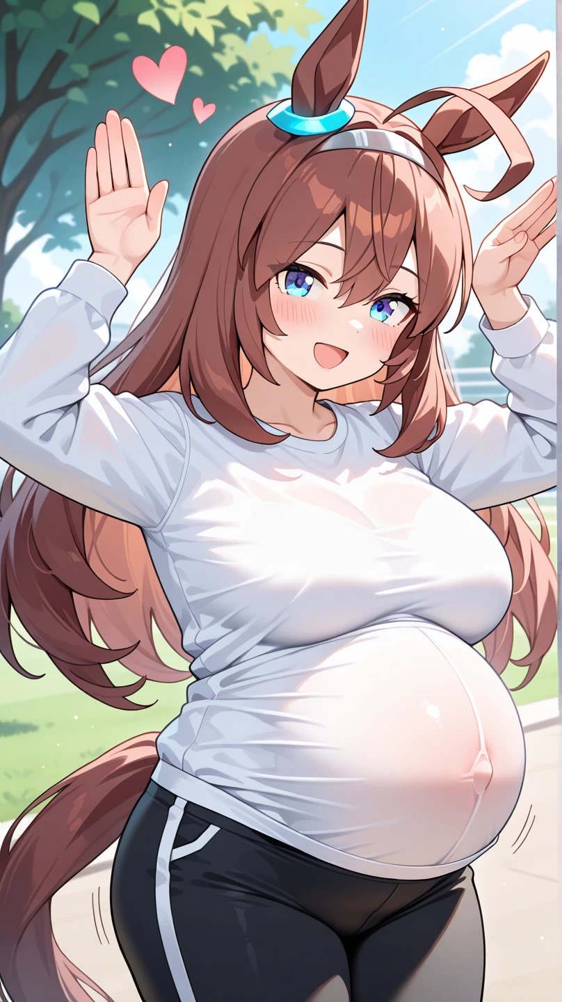 (((NSFW)))、teens girl、(((Colossal tits)))、double tooth、Awesome、Red cheeks、((((A big penis grows out of a pussy))))、penis、solo、futanari masturbation、Too much skin tone、((open one's legs))、Sullen expression、plump figure、big butts、((masterpiece、top-quality))、girl with、Daiwa Scarlet、Horse Girl、brown haired、twin tails、red_eyes、Pupil of the slit、Silver tiara、hair_intakes、bare_shoulders、short_sleeves、naughty face、large breasts、pregnant、(((completely nude)))、horse ears、red hair、 horse tail、daunting pose、belly、wariza、smile