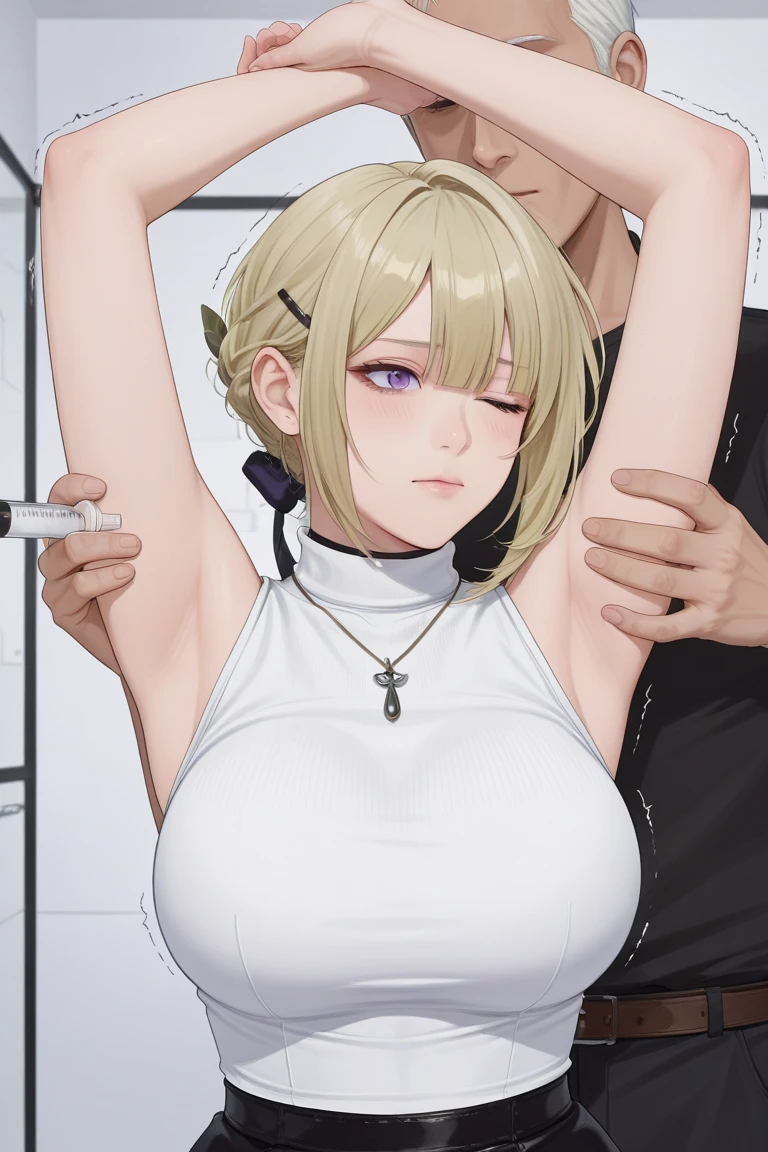 ((masterpiece)),(((best quality))),((character design sheet)), ((full body view)) illustration,Catalogue of sex slaves,1girl, thick thighs, ((detailed face:1.4)) Just the right kind of 14-year-old japanese sunburn kuro Gyaru for promiscuous sex friend, rough sketches, between breasts,big breasts,vaginal secretions,wearing an short apron without any clothes on and Chain of sex slaves,hair accessories,seductive grin smug,solid color backdrop, clean backdrop,