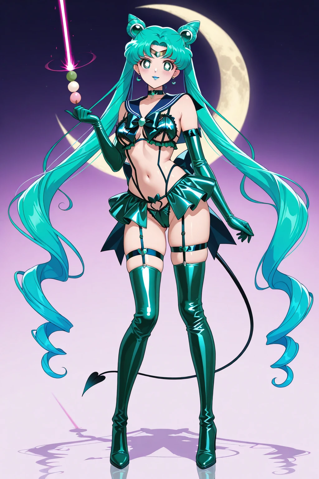 ((Best Quality)), ((Masterpiece)), ((Realistic)) and watercolor drawing of a frog-girl with goth colors. She has ((starlight hair)), wears a (small black micro-thong:star motif ) (bare navel) , ((beautiful and aesthetic)), muscular fit body abs, sexy, under-boobs, hot, (star filled sky background) (clear background:1.35), (particles ,firefly, blue glowing):1.3,