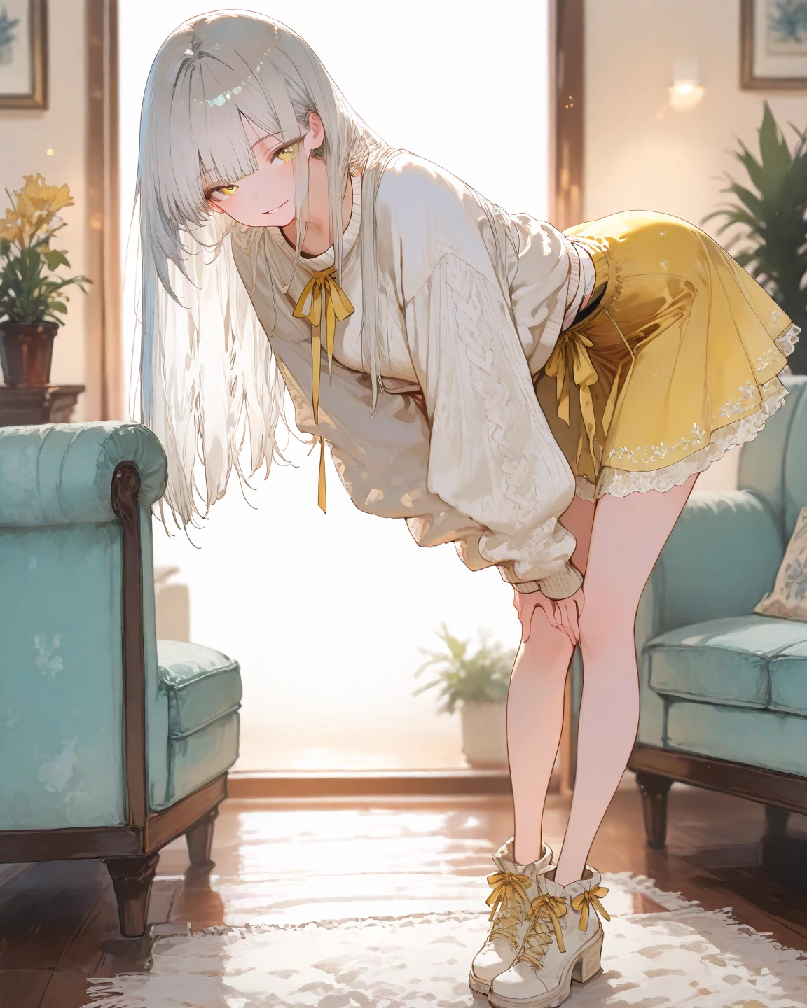 nsfw, (masterpiece, top quality, best quality, highly detailed:1.6), extremely detailed CG unity 8k wallpaper, (bravery crying, sobbing:1.5), (A princess is standing in the hall of a castle, leaking urine, indoor, White princess dress, silver tiara:1.4), (Unsurpassed gorgeous rococo victorian gown with voluminous hoop skirt and long hems, princess style skirt, Maxi Length), strong facial expression, (sharp eye:1.2), (scowl:1.1), (embarrassed,blush:1.3), (steam:1.5), (wet:1.1), (sweat:1.1), (trembling:1.3), (parted lips:1.4), (harf open eyes:1.5), (feeling weak:1.5), (shoot from front, looking at viewer:1.3), (leaning forward,close knees, hands between legs, pee running down legs:2), (((clutching crotch))), White high-heels, (long hair, Silver hair:1.3), (woman trembling with sexual climax:1.5), colorful, full body, wide shot, perfect composition, (Crossing legs, Touching the crotch:1.7), urination, incontinence, piss, peeing self, A lot of pee, pee running down legs, (((pee stream))), (pee puddle), wetting herself, peeing, blush, trembling, embarrassed, large breasts, Yellow pee, ((leaking pee)), Shaking one's shoulders, Breaking a sweat on forehead, puddle of pee, Pee at your feet, Pee spread on the floor, (Pee stains), Feet wet from pee, Pee-covered feet, Pee at your feet, want to pee, about to pee, Full bladder, Pee-soaked dress, Pee-soaked high-heels, natural makeup,