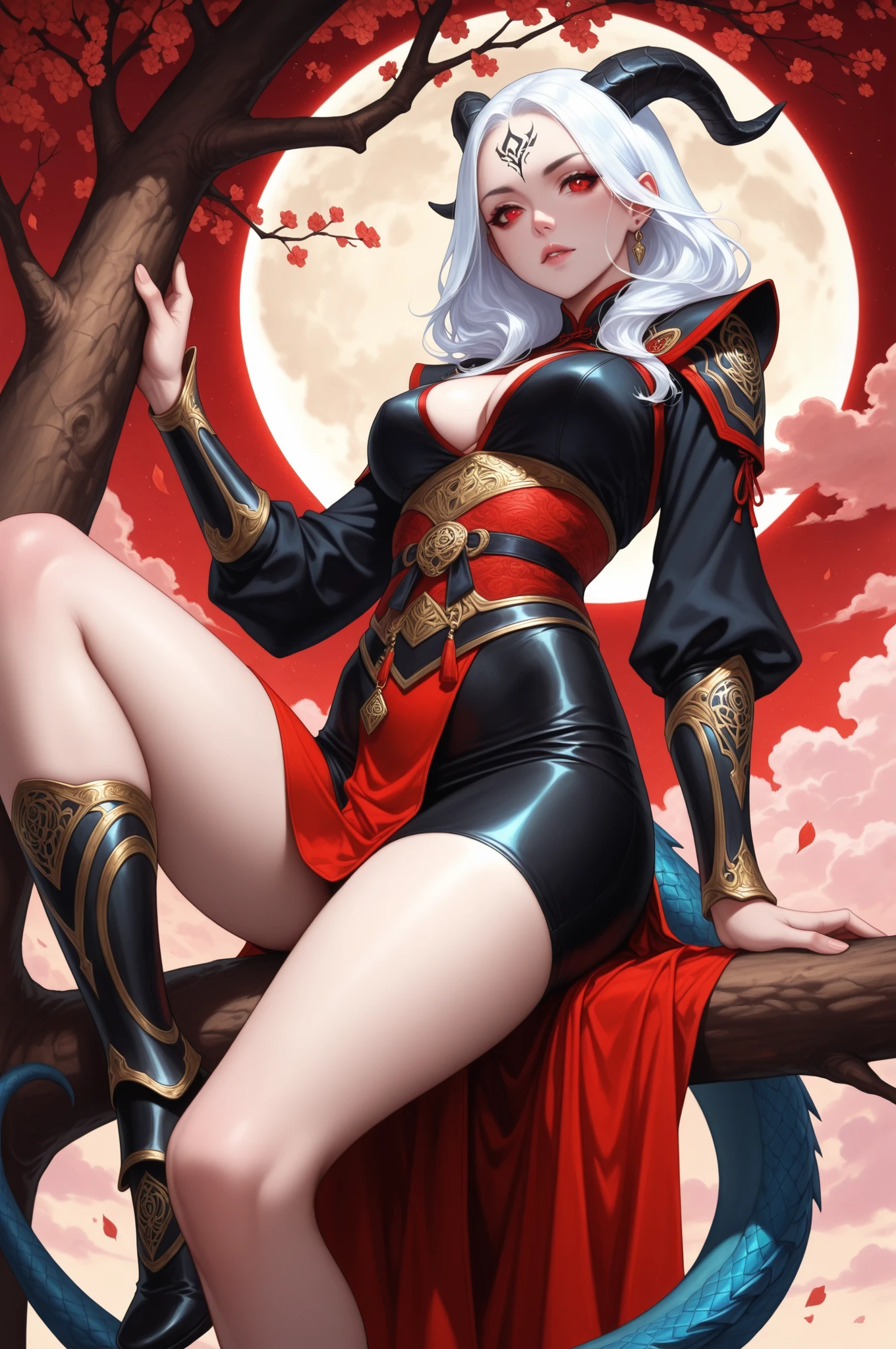 Best image quality, MasterPiece, ultra-high resolution, (accuracy: 1.4), Very beautiful girl, long straight hair, white hair with bangs, dressed in an unbuttoned kimono, stockings on her legs, naked big breasts, naked, sitting in the lotus position, hands pointing to the sides, reciting mantras, against the background of the night starry sky there is a big fluffy hare, a red moon. detailed eyes and face, naked body,, nfsw Beautiful detailed eyes, halo around the head, dull, dark, membranous, 1.5), (erotic clothing: 1.4), bare shoulders.