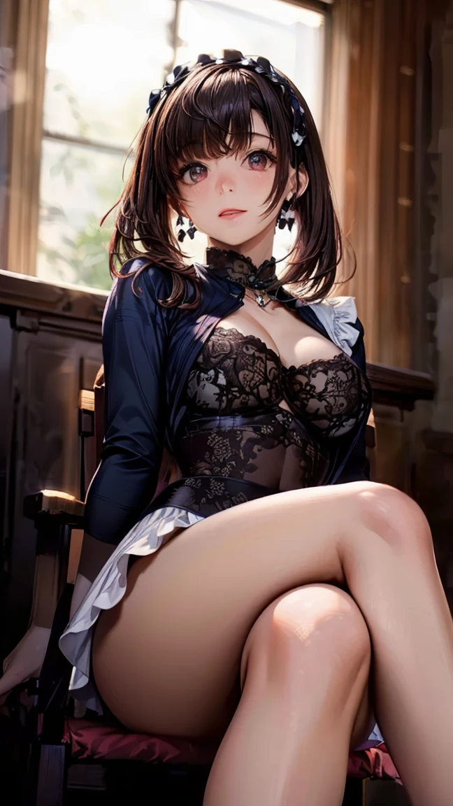 (masterpiece:1.2, highest quality), (realistic, photorealistic:1.4), beautiful illustrations,
looking at the viewer, whole body, Front view:0.6,
1 female, 34 only, Japanese, ((long straight black hair:1.5, princess cut high ponytail:1.3)), bangs, hair between eyes, ((big breasts:1.6, big ass))
beautiful hair, beautiful face, beautiful and detailed eyes, (yellow eyes:1.3), beautiful clavicle, beautiful body, beautiful breasts, beautiful thighs, beautiful feet, beautiful fingers, perfect anatomy:1.3, perfect anatomy
(Japanese style room)
((Three-piece suit:1.8, choker:1.6)), white panties:1.6,
((Grasp the hem of the skirt with your right hand, Put your left hand on your chest, open your legs:1.3)),
(Look at the viewer while blushing:1.3)