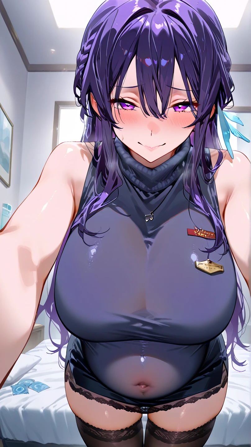 (two girls:1.8)、((from below:1.2))、standing with legs apart、 cute 1 girl, highest quality、ウルトラ - High resolution、High resolution、Highly detailed CG、8k unit wallpaper、20-year-old、beautiful and fine eyes,(((Black and purple super shiny latex panties)))、((( black skin , Tied shirts , cropped shirt , pleated skirt , cleavage ,)))、(shiny body,:1.5)、 please be shy、(Ahegao:1.5)、(Stick out your tongue and drool)、full of embarrassment、