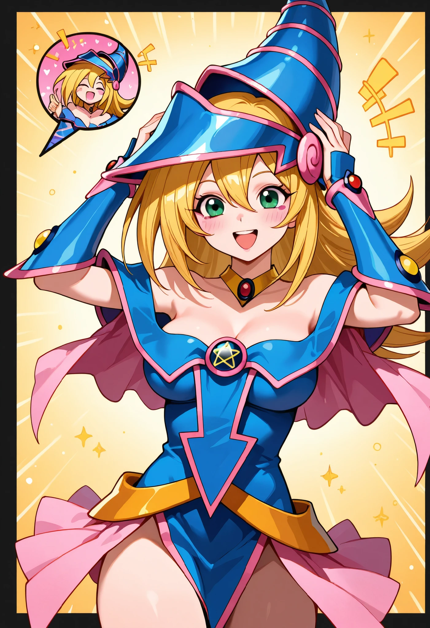 Black magician girl, Blue clothes, blondesBlack magician girl, Blue clothes, blondes, (  cheerful laugh  , Aerial)
