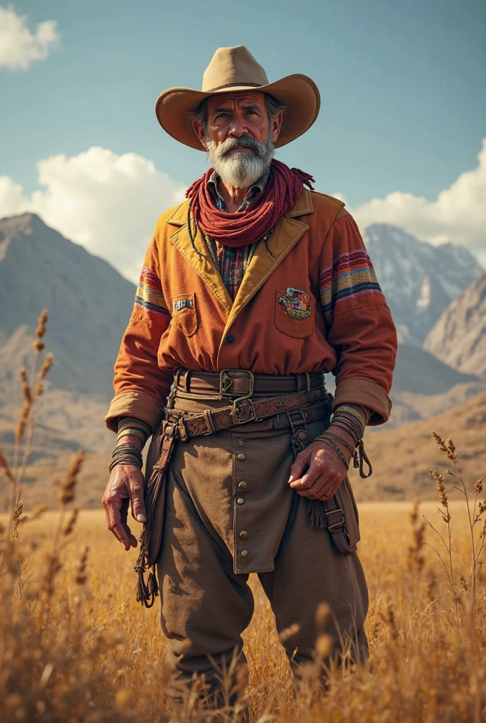 brazileiro, Native Gaucho, Roper, Geezer, poncho, leather boots, elsword, Red scarf with knot, realisitic ((((boobies))))