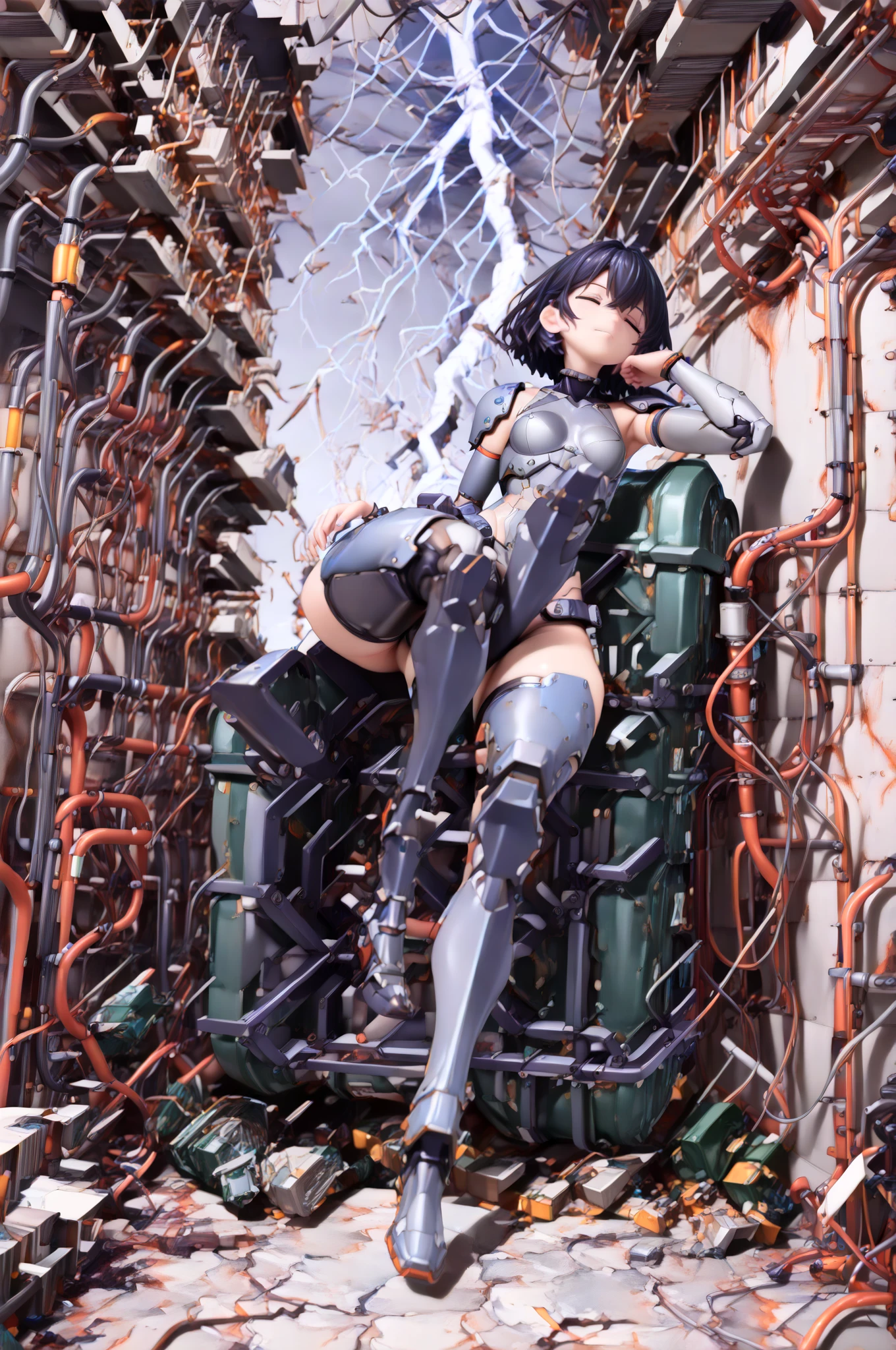 Ghost in the Shell、Suko Kusanagi、large chest directed upwards、Large open legs、pale pubic hair、fullnude、Expression panting in pain、Ahegao,Colossal tits、Crying in pain、Plenty of overflowing love juice、Squirting、Nipur piercing、In a cyberpunk cityscape、Pointing your butt towards the viewer、Swing your hips up and down violently、Ahegao、