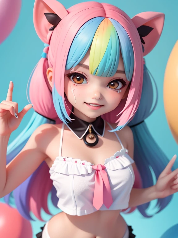 anime girl with pink hair and blue eyes sitting on the ground, render of a cute 3d anime girl, anime styled 3d, kawaii hq render, cute character, anime style. 8k, pink twintail hair and cyan eyes, cute 3 d render, anime moe artstyle, cute kawaii girl, stylized anime, cute anime girl, kawaii realistic portrait