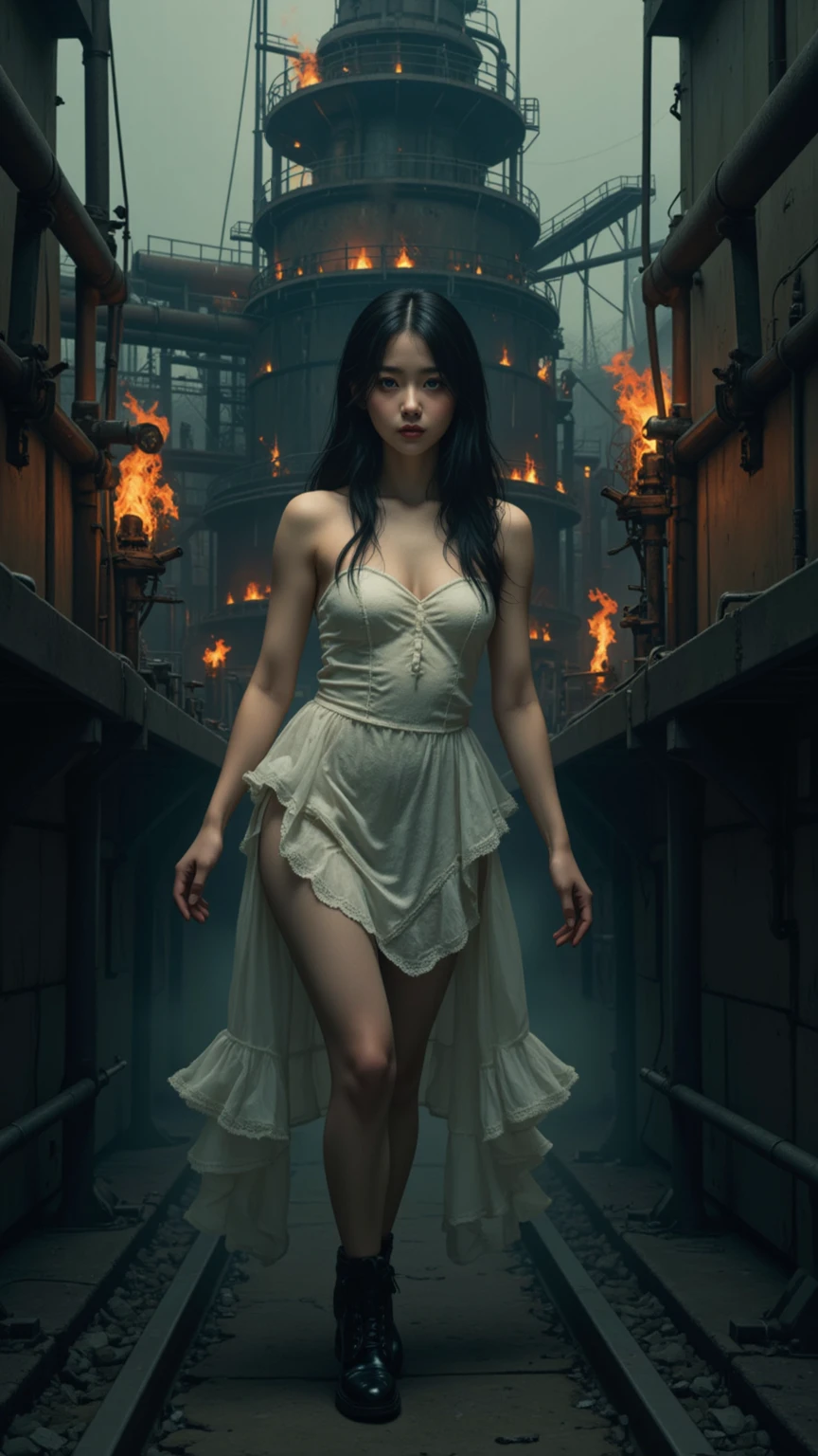 unreal engine 5, realstic, beautiful sorcerer with ball of light in hand floating and shining, in the ruins, spark, sexy dress, big breast, Highest image quality, Excellent details, ultra high resolution, (Reality: 1.4), best illustrations