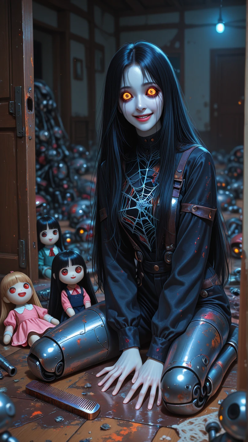 devil doll, shopping mall, holding knife, bloody, horror, murder
