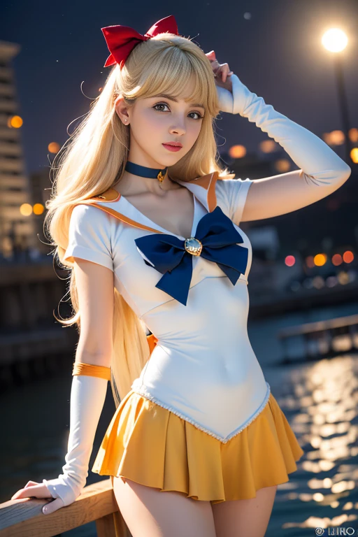 (8k, best quality, masterpiece:1.2), (realistic, photo-realistic:1.4), ultra-detailed, upper body shot, Sailor Venus, sv1, sailor senshi uniform, orange skirt, white elbow gloves, tiara, orange sailor collar, red bow, orange choker, white gloves, jewelry, looking at viewer, hands on hips <lora:sailor_venus_v2:0.7> giant full moon, starry sky background
super extremely ultra detailed (hair,eyes,iris,skin,cloth texture),
(sharp focus),(denoise),(raw photo,8k uhd),(extremely fine,best quality),illustration,intricate,
<lora:epiNoiseoffset_v2:1>, <lora:more_details:0.6>