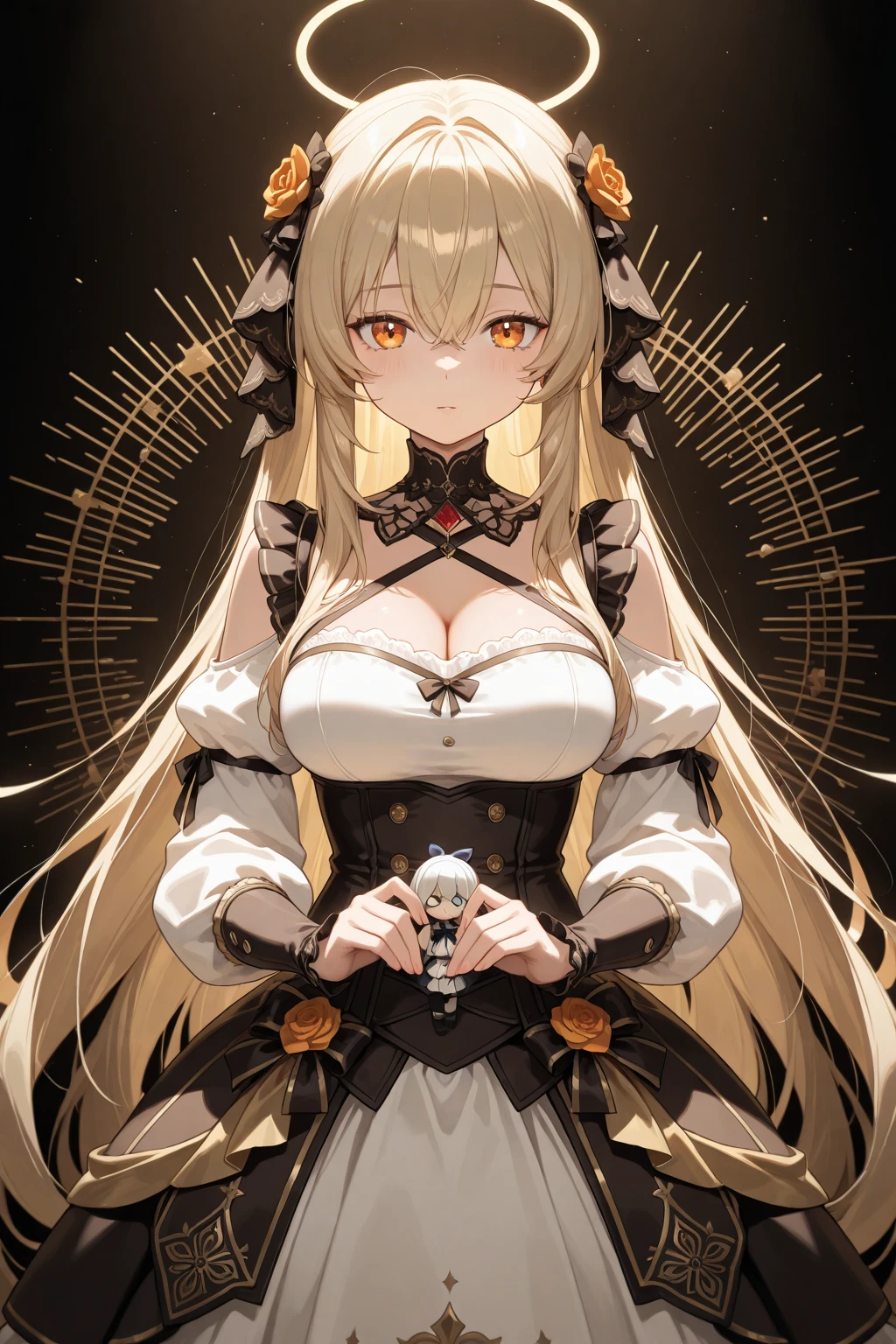 Implacable(azur lane)、爆乳、a blond、sister、inside a church、Stained Glass、Yellow eyes、top-quality、full bodyesbian、Delicate Light