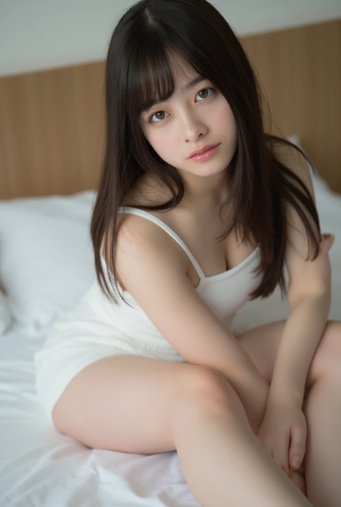 1girl, moyou, Young Gravure Idol, White skin, Bangs hairstyle