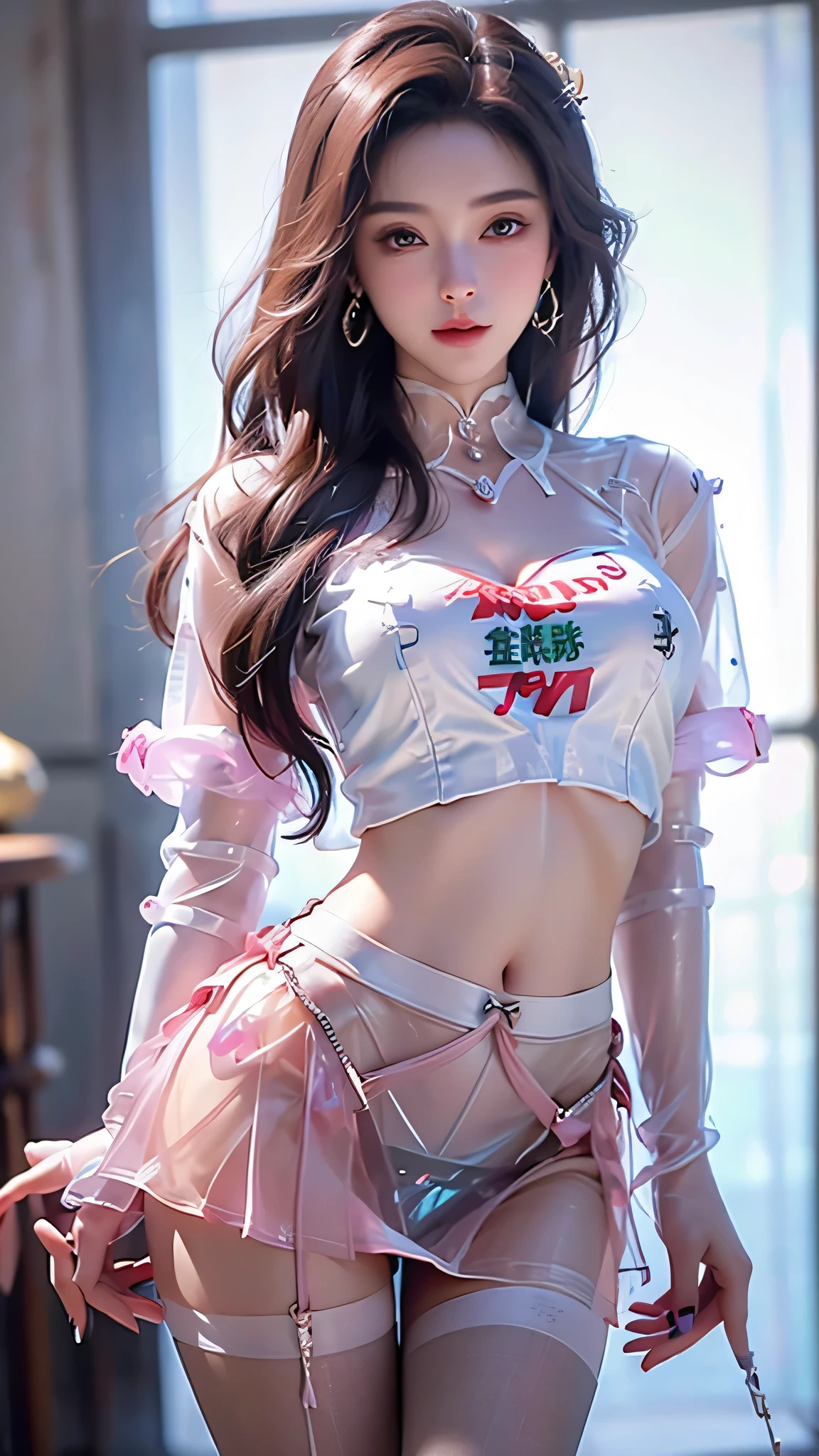 ((nsfw:1.9)), ((curvy hips:1.9)),(2lady:1.8), (curvy thigh:1.9)),(A huge penis grows out of a pussy, penis, solo :1.9),,((((ultra high detail huge testicles :1.9)))), (((((,Realistic pubic hair:1.9)))),(((The amount of pubic hair is high))),　(((((Dense pubic hair)))),(croch bulge:1.8) ((up lift ultra high detail pinklatex twe-tone skimpy highleg loincloth :1.9)),,((highleg skimpy crochcloth]1.8))) ,((((enamel highleg micro loincloth :1.9 )))),((ultra high detail penis:1.9)) ,((wide hips1.3)),,((nsfw:1.8)), ((curvy hips:1.8)),((puffy crotch:1.7)),(((high leg skimpy croch:1.6)),((ultra high detail pink latex enamel twe-tone micro highleg skimpy loincloth :1.9)),（(((bottomwear doun:1.9)))),(bulge:1.8) ,{best quality},, ((ultra high detailed skin:1.9)),(8k, RAW photo, best quality, masterpiece:1.8), (ultra highres realistic, photo-realistic:1.8), (extremely detailed 8k wallpaper), 22yo femboy, (detailed face: 1.4)((ultra high detail satin idol outfit：1.5 )),(detailed face: 1.5), （best quality：1.5）, (detailed face: 1.4)best quality, masterpiece,kpop idol,,((ultra high detail satin idol outfit：1.8)),(( midriff pink latex down jacket1.5))),  (extremely detailed 8k wallpaper), 20yo girl, ((detailed face: 1.4)((ultra high detail latex idol outfit：1.7 )),(( midriff pink latex puffer jacket:1.8))) ((High Detail shiny pink-white latex cropped down jacket :1.9)),((highleg skimpy croch))) (((high detail white twe-tone latex shirt:1.9))) (ultra high detail garter belt garter straps:1.8),(bulge:1.8),(black straight hair;1.8 ),(ultra high detail intricate thigh hight lace-up boots:1.3),(