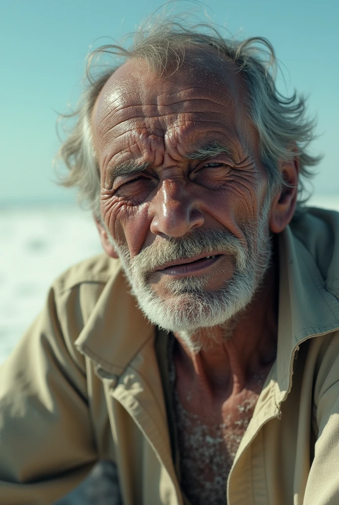 Ancient Israel、Biblical times、1st century、Biblical Stories、((Thin old man with severe skin disease))、((Sit looking up at the sky))、Upper body naked、Wasteland、Suffering face,、8K、Raw photography、top-quality、masterpiece:1.5、ultra-lightweighthigh-resolution、Photorealsitic:1.5、ciinematic light、soft volumetric lighting:1.5、realisitic、Photorealsitic:1、Detailed skin、profetional lighting、a picture、foco nítido、detaileds、profetional lighting、photon maping、detailed and intricate environment、ighly detailed、top-quality、Artistic photography、photorrealistic concept art、soft natural volumetric cinematic perfect light、Midjourney、Detailed hand、