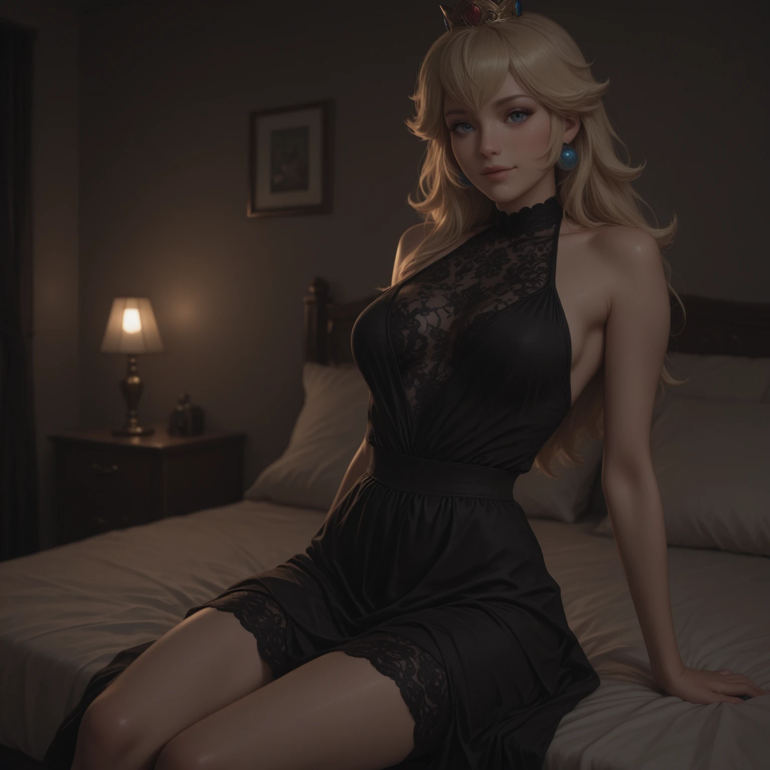 (1girl:1.3), elsa of arendelle posing on a bed, (full body portrait), (black_lingerie), long white_hair, thin waist, wide hips, suspenders, (stockings), seductive, pale_skin,
playful, flirtatious, looking at viewer, perfect petite breasts, cinematic_light, necklace, (breast_grab), goth, breast_focus,
(masterpiece, best quality), 4k, realistic, dark_makeup,
extremely detailed face,
extremely detailed eyes,
beautiful detailed eyes,
extremely detailed pussy,
extremely detailed background,
detailed beautiful skin,
<lora:elsa_of_arendelle_v1:0.8>,
<lora:Corset:0.3>
