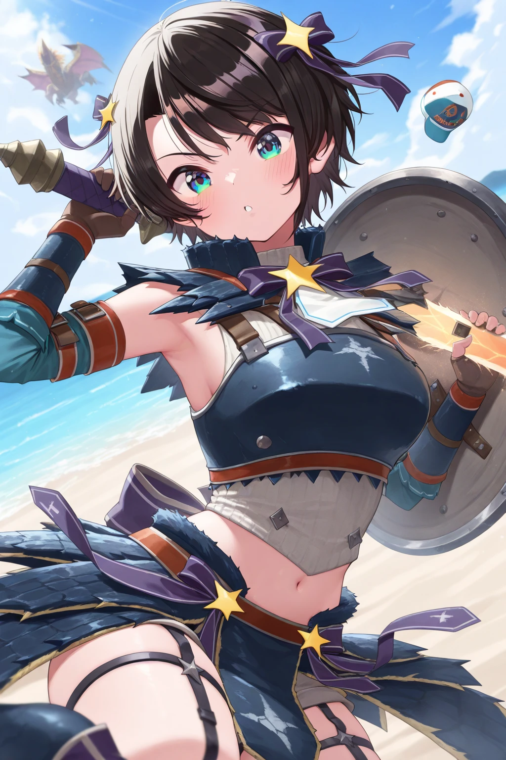 Quartz Nudist、Torn clothes are scattered around、Unstable buoyancy sandstorm、amazing dynamism、great angle、