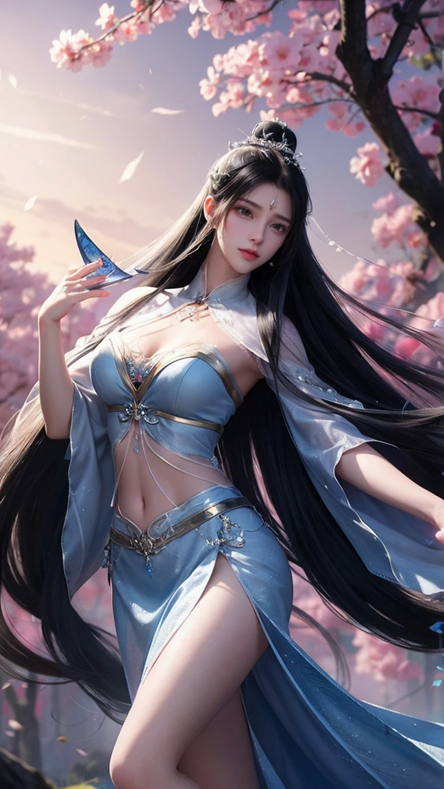Top quality, masterpiece, high resolution, Chinese,,,,,,River bank,,,,,,,naked,,stand erect,,1girl, charming appearance and personality, big body, extremely sexy, ,,,,Floral print ,, ,Floral print,, Light yellow floral fragments,,(transparent ), large hollow see-through, beautiful and delicate face, (desire figure) perfect slim figure (nipple slip: 0.5), perfect white skin,stand erect,,Smooth black long hair,,,,Black Hair