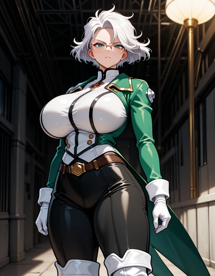 (Masterpiece, High Quality, Top quality, High-Detailed, Detailed CG, Cinematic Shadow, Cinematic Scene, Beautiful Detailed Eyes, Ultra Resolution, Depth of Field), Looking At The Audience, (Blush Expression:1.2), (Angry Expression:1.2), (Erotic Expression:1.2), Blue Eye, Silver Hair, White Hair, Short Hair, Five Fingers, Good Composition, (Bunnysuitt:1.2), (Bunny Outfits:1.0), (Black Bunnysuit:0.8), (Black Bunny Outfit:0.8), Thicc Thighs, Thick, Large Breasts, Huge Breast, Dark Background, Blur Background, Castle Background, European Building Background