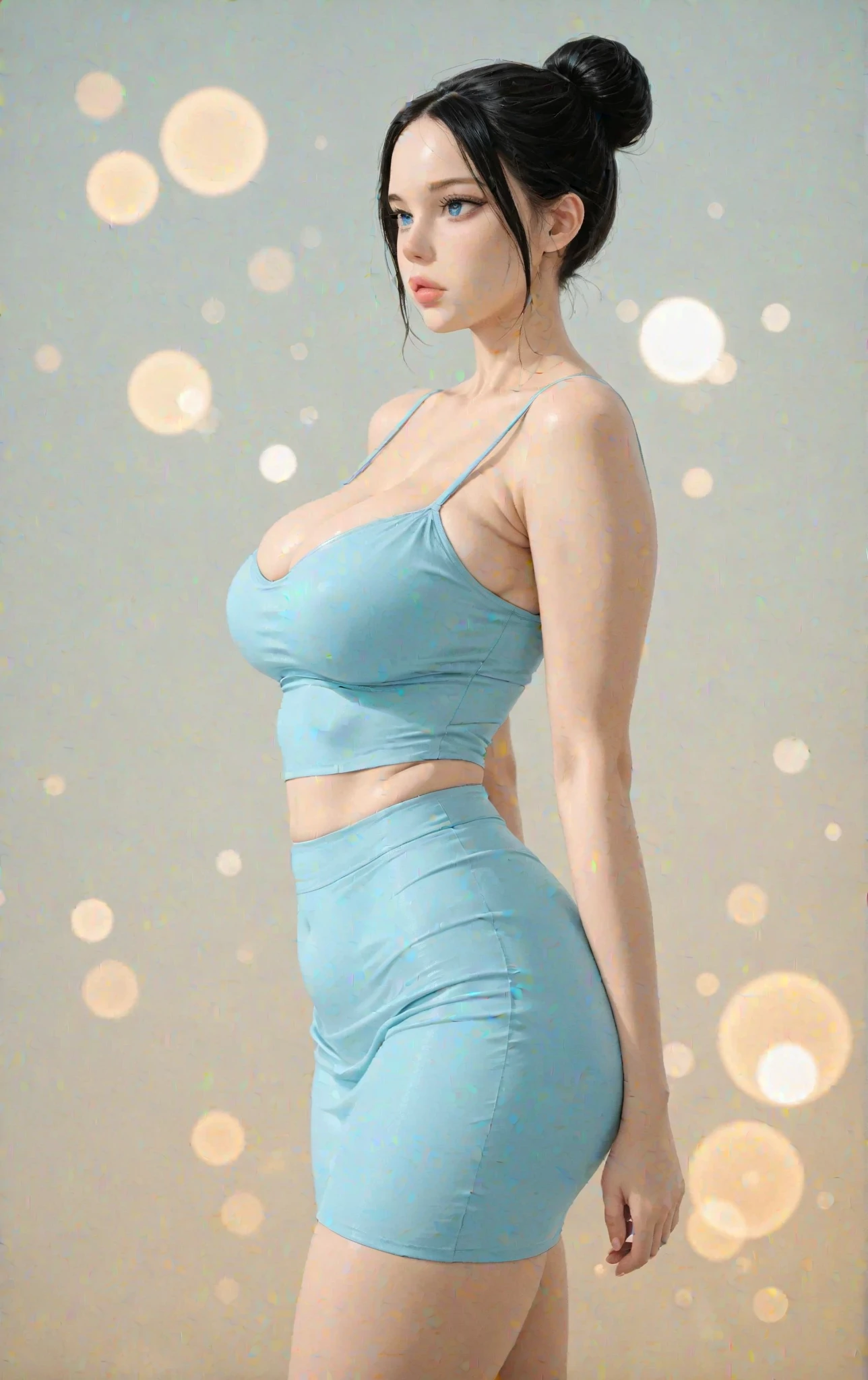 Lisa has long hair, lisa blackpink, Lalisa manoban, Lisa face shape, standing pose,big breasts sexy,masterpiece,Need,realistic,high-definition,Natural sunlight,,16K,Top CG, Highest image quality, masterpiece, Gentle and beautiful girl, (185cm美女), (fit), Imperial sister, Queen temperament, White skin, ((Long legs)), perfect facial features, Bright Eyes, Seductive pose, pink lips, Beautiful and cold (A major breakthrough)), Beautiful and heroic, Soft and long hair, Glittering, Lace, net, Visible through clear skin, diamond earrings, ruby neckLace, (Black evening gown), 8K Image Quality, (Realistic Portraits), Characters fill the screen, (Facial lighting), ((eternal)),huge breast huge pelvis thick thighs, realistic facial features realistic facial harmony realistic lips realistic eyes realistic looks,full body portrait, (milf:1.5),((High moaning expression)),(front view),(((huge breast huge pelvis thick thighs))),((huge gigantic breast huge pelvis thick thighs)),(huge breast:2.4),(huge pelvis:2.2),(thick thighs:2.1),((perfect body)),(front view),((realistic clear details fingers)),(wearing tight dress sexy dress ),(((huge gigantic breast huge pelvis thick thighs))),((blue tube dress:1.5)),(((wearing sexy hot blue tube dress))),(((huge breast huge pelvis thick thighs))),(huge breast:1.6)