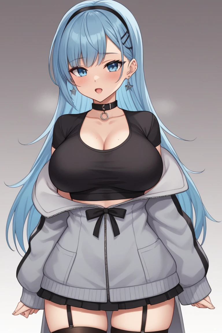 32k, masterpiece, (highly detailed, fine details), best quality, extremely detailed, perfect lighting, colorful, anime style girl, kodak 400 portrait, film grain, blurred background, bokeh:1.2, lens flare, (vibrant_color :1.2), cowboy shot, BREAK, Big breasts, wearing a blue tight jeans, black choker, ((orange turtleneck sweater)), purple hair, purple eyes, long hair, ponytail hairstyle, red ribbon, hair ribbon, blush, age 20, perfect symmetry, perfect body, golden proportions, young female, Hermoso Finger, Hermoso long legs, Hermoso body, Hermoso Nose, Hermoso character design, perfect eyes, perfect face, round breasts, BREAK, round butt, perfect buttocks, open mouth, high thighs, looking at viewer, BREAK, looking at viewer in the streeth.