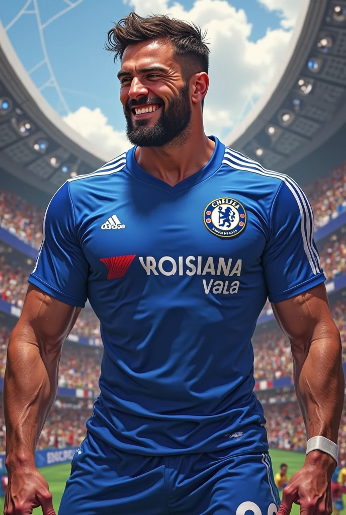 Generate me the Chelsea shirt but with the Italian shield and the Roman Coliseum on the shirt and that doesn't. Chelsea's Diga