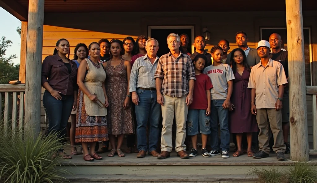 create an image where there is a big family, of different skin colors among men, in prison, boys and girls and young people