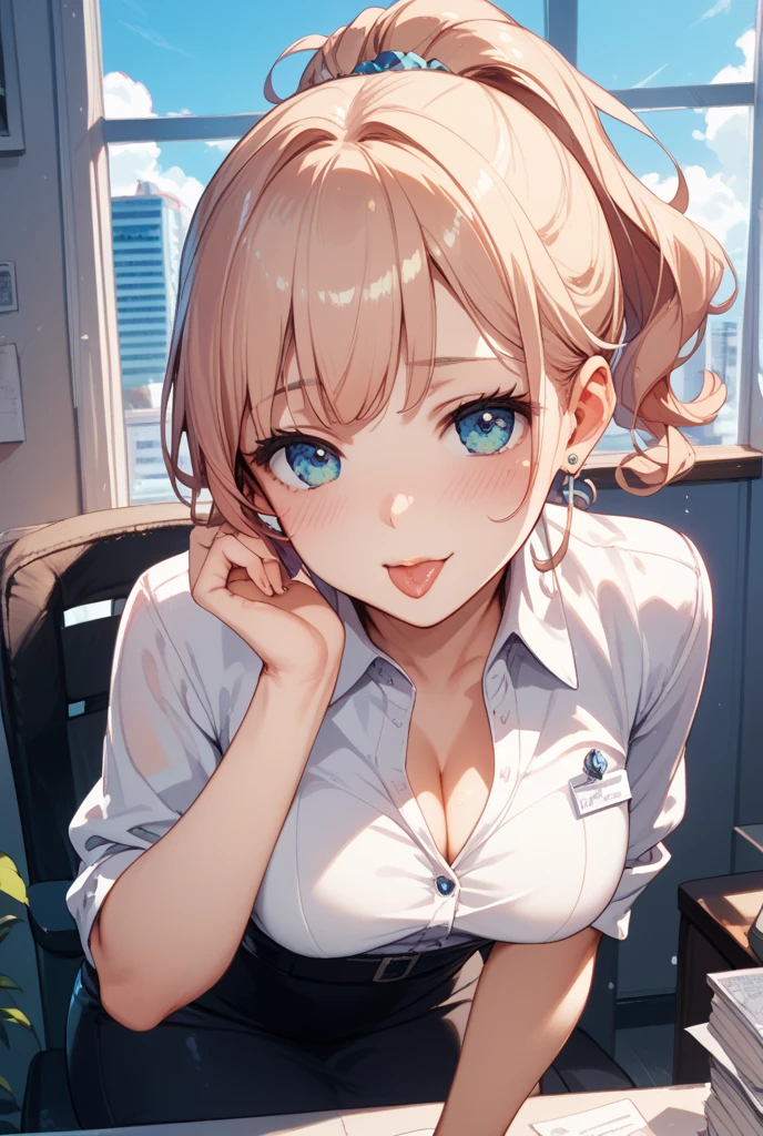 Anime Girls with big breast sitting at a desk with a laptop, seductive Anime Girls, attractive Anime Girls, Anime Best Girl, beautiful Anime Girls, pretty Anime Girls, cute Anime Girls, Anime Girlss, Smooth anime CG art, Beautiful anime school girl, blonde Anime Girls with long hair, Anime Girls, Beautiful Anime Woman, an Anime Girls, anime waifu