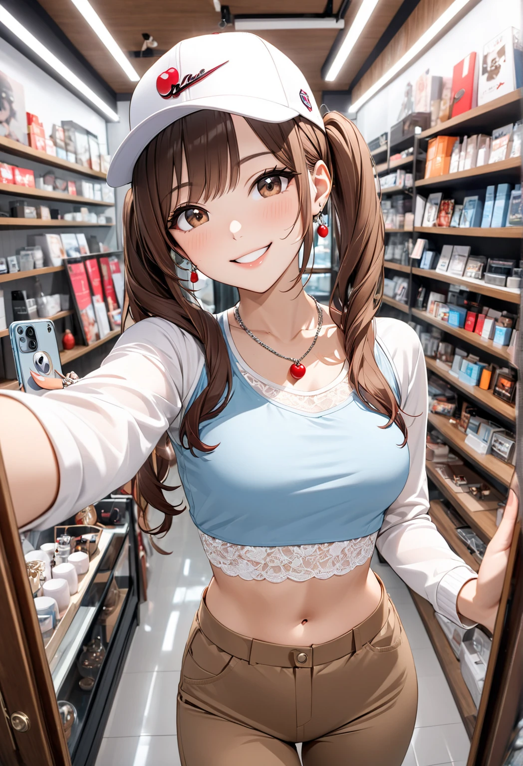 1 female、brown haired、Brown eyes、Black-rimmed glasses、seductive boobs、gorgeous faces、Perfect body。Best Quality、ultra-detailliert、8K resolution、Raw photo、masutepiece。a smile。camisole、shortpants。