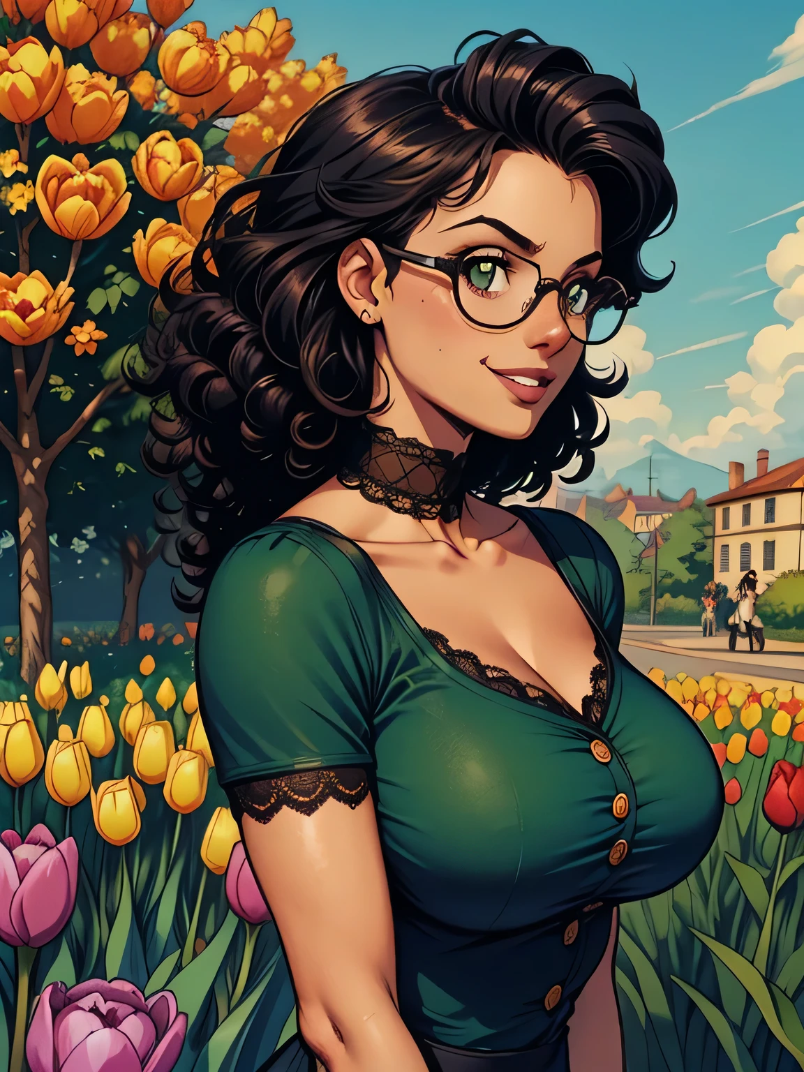 masterpiece, best quality, chubby voluptuous milf, braided hair, glasses, (lipstick:1.2), (huge natural sagging breasts:1.3), sitting, BREAK
mini dress BREAK
detailed background of garden, (intricate details:1.2) of arches, flowering plants, (symmetric:1.2)